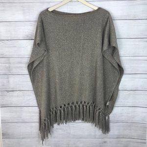 Francesca’s Knitted Brown and Gold Fringe Poncho
